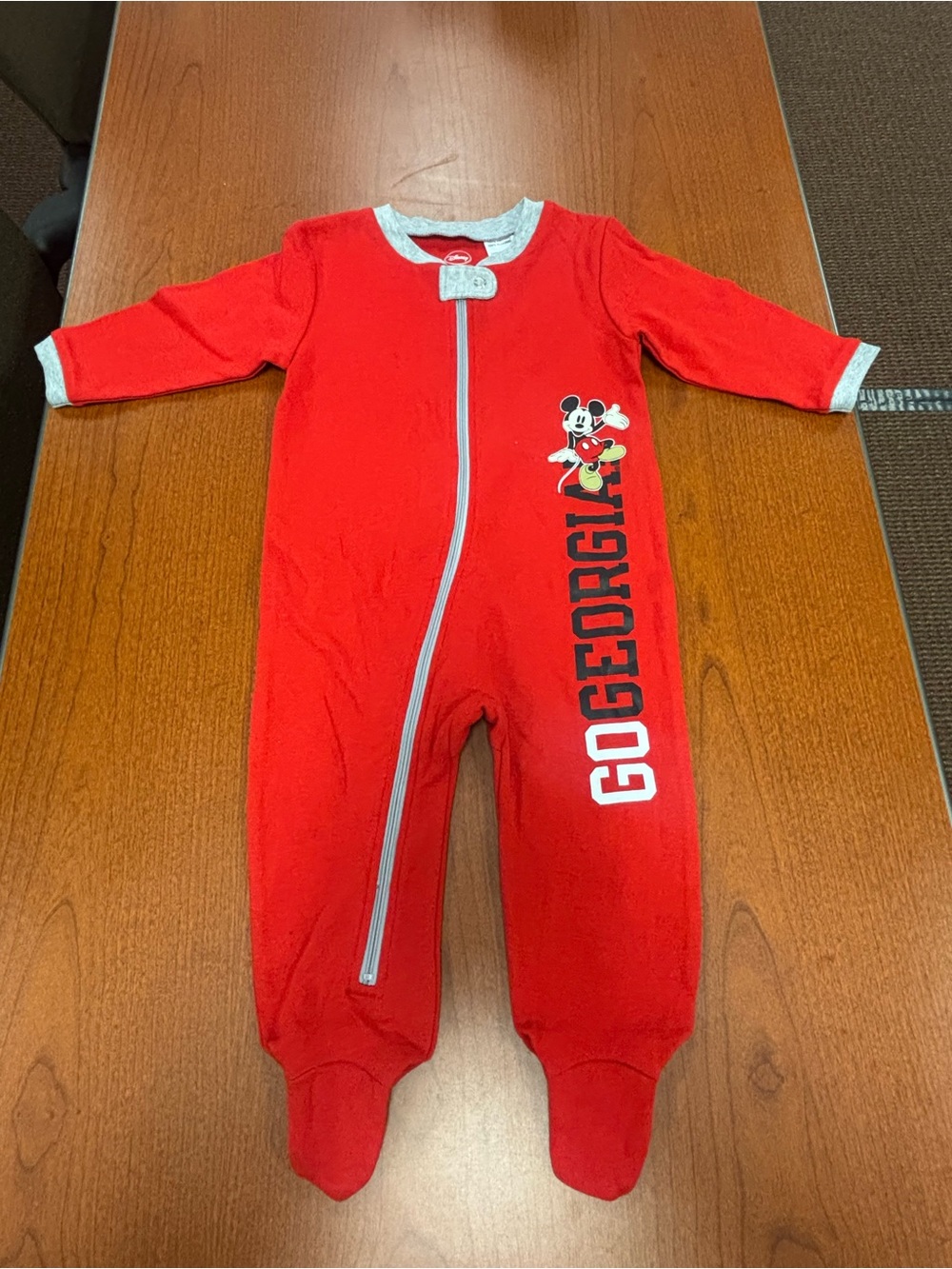 Disney Red 'Go Georgia' Minnie Mouse Baby One-Piece